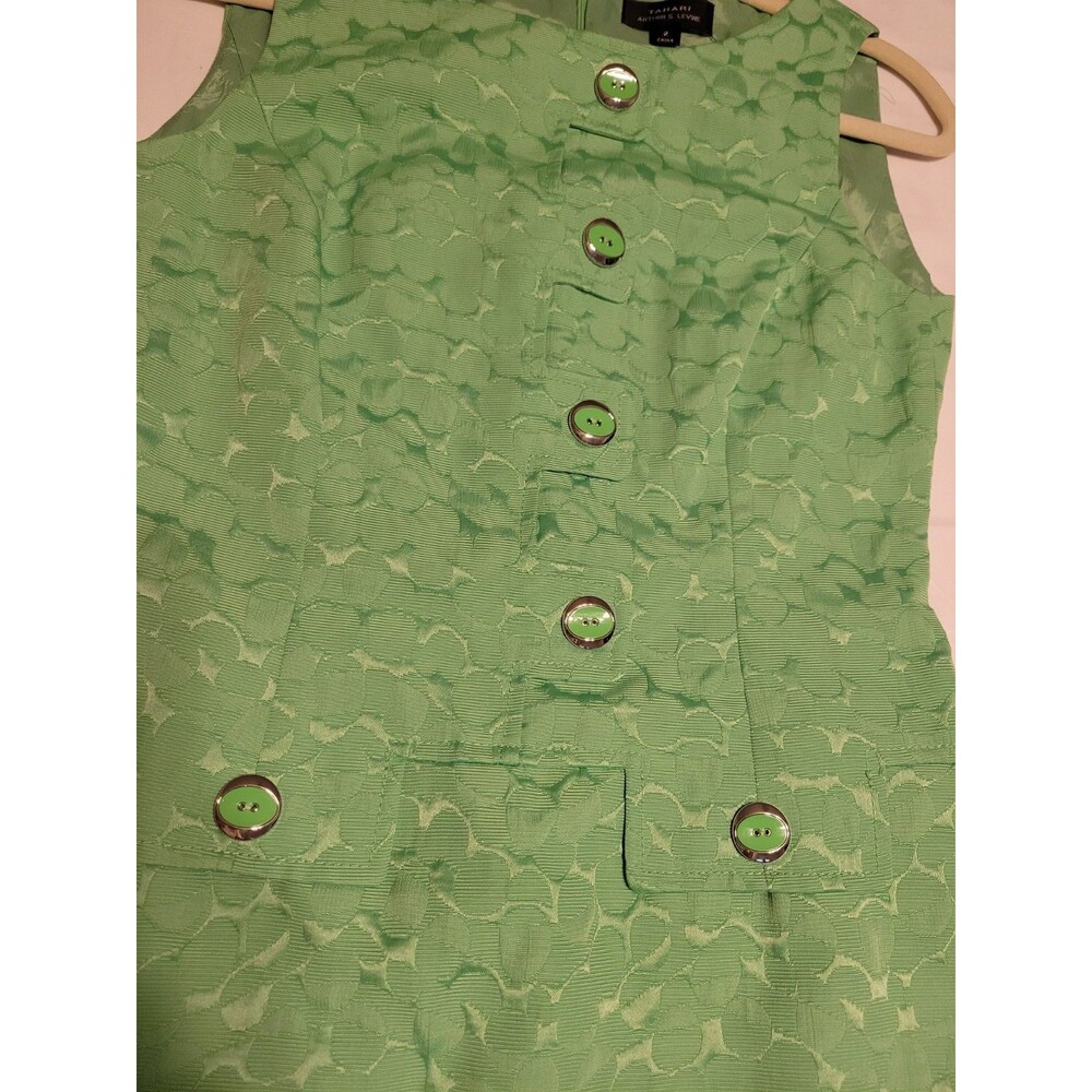 Tahari Arthur S. Levine Women's Green Lime Sleveless Lined Dress Size 2 - Picture 6 of 14